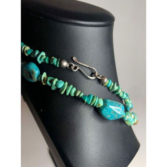 1261 Jay King Desert rose trading Turquoise nugget necklace 925 sterling 40" - Picture 3 of 3